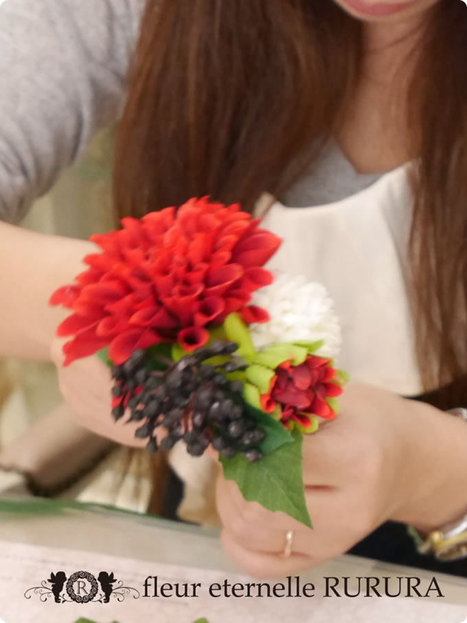 和装の花飾りのレッスン