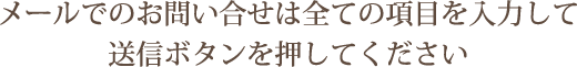 メールでのお問い合わせはすべて入力してから確認ボタンを押してください